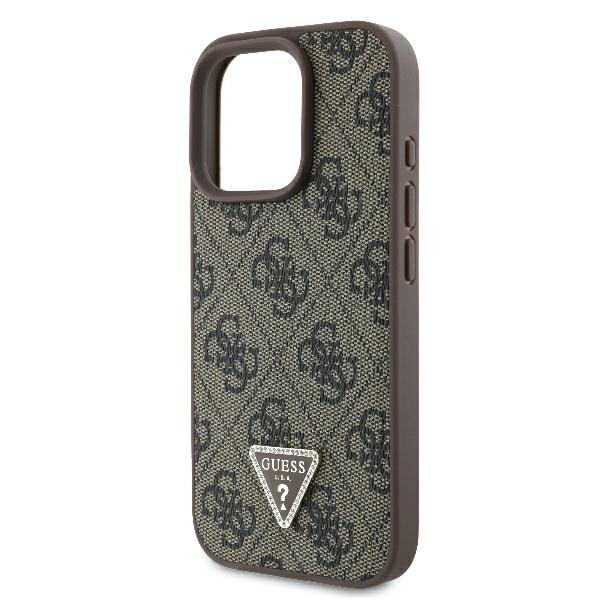 Guess Guhcp16Xp4Tdpw Iphone 16 Pro Max6.9 Brown/Brązowy Twardy Pokrowiec Skórzany 4G Trójkąt Cyrkonie
