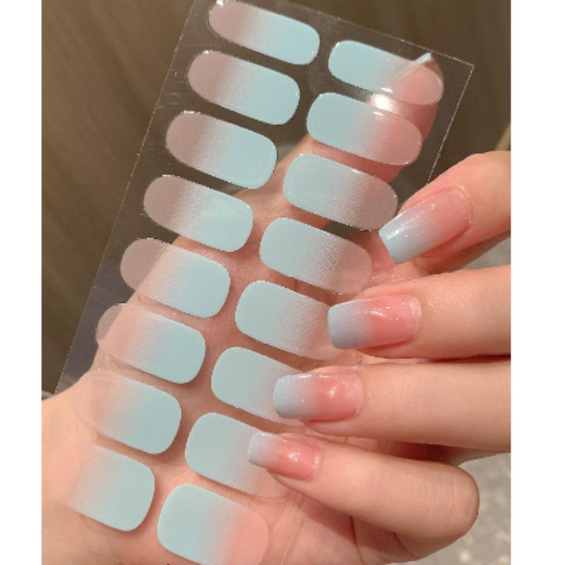 Полуотвержденные гелевые наклейки для ногтей Nude, долговечные наклейки для французского маникюра с УФ-лампой Omber, водостойкие полуотвержденные наклейки для ногтей 16 шт.