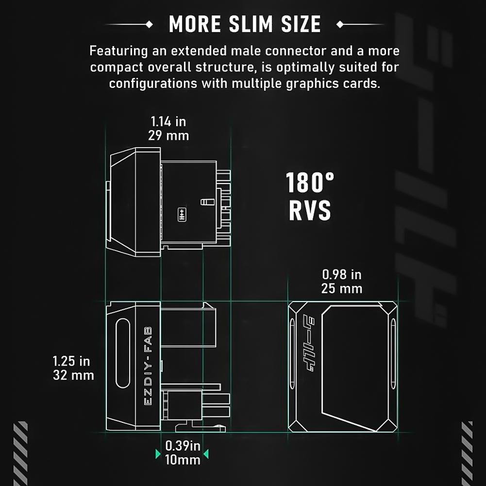 Угловой адаптер 12VHPWR 180 градусов 16-контактный разъем питания GPU Адаптер 12V HPWR для 12+4-контактных RTX 3090Ti 4070Ti 4080 4090