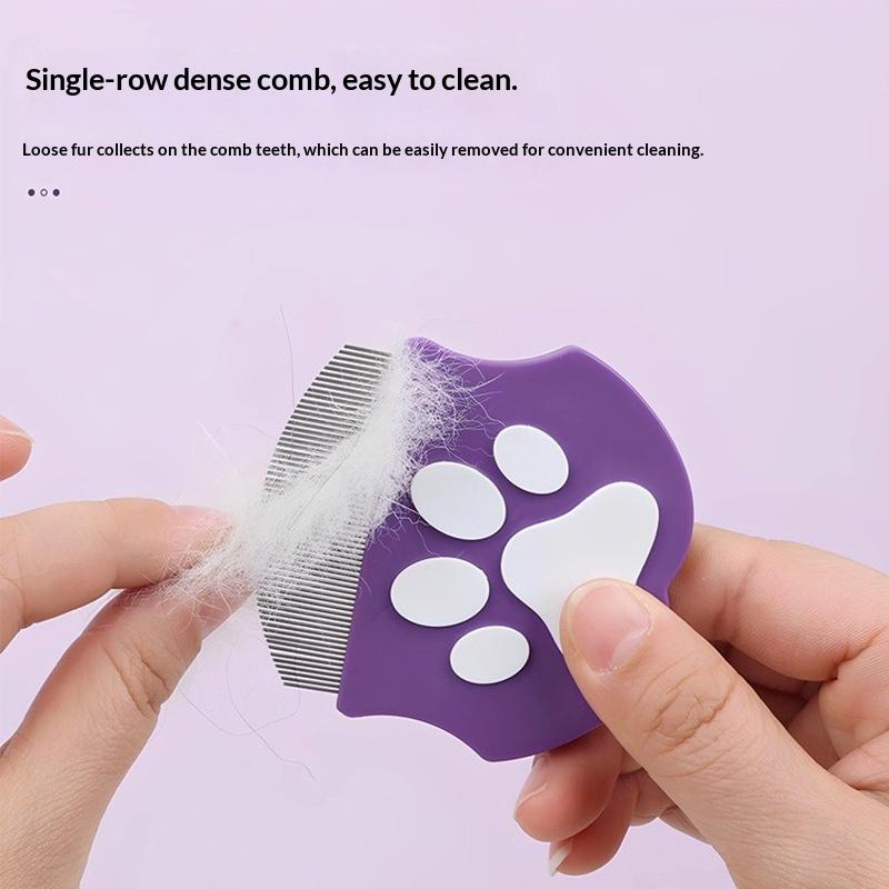 Dog & Cat Face Comb with Curved Stainless Steel Design for Chin Tear Stain Grooming-Flexible Pet Hair & Debris Removal