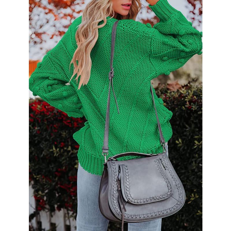 Autumn and winter new hairball knitted sweater loose long sleeve pullover sweater women's clothing