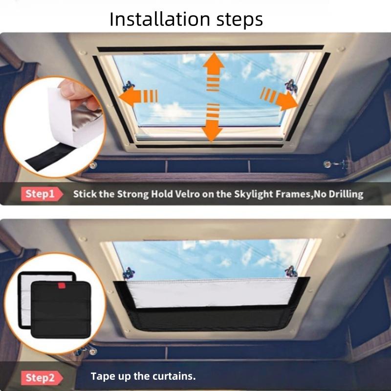 For RV Sunroof Sunshade Foldable RV Roof Cooling Pad Aluminum Film Reflective Sunshade Waterproof Dustproof Blackout Curtains