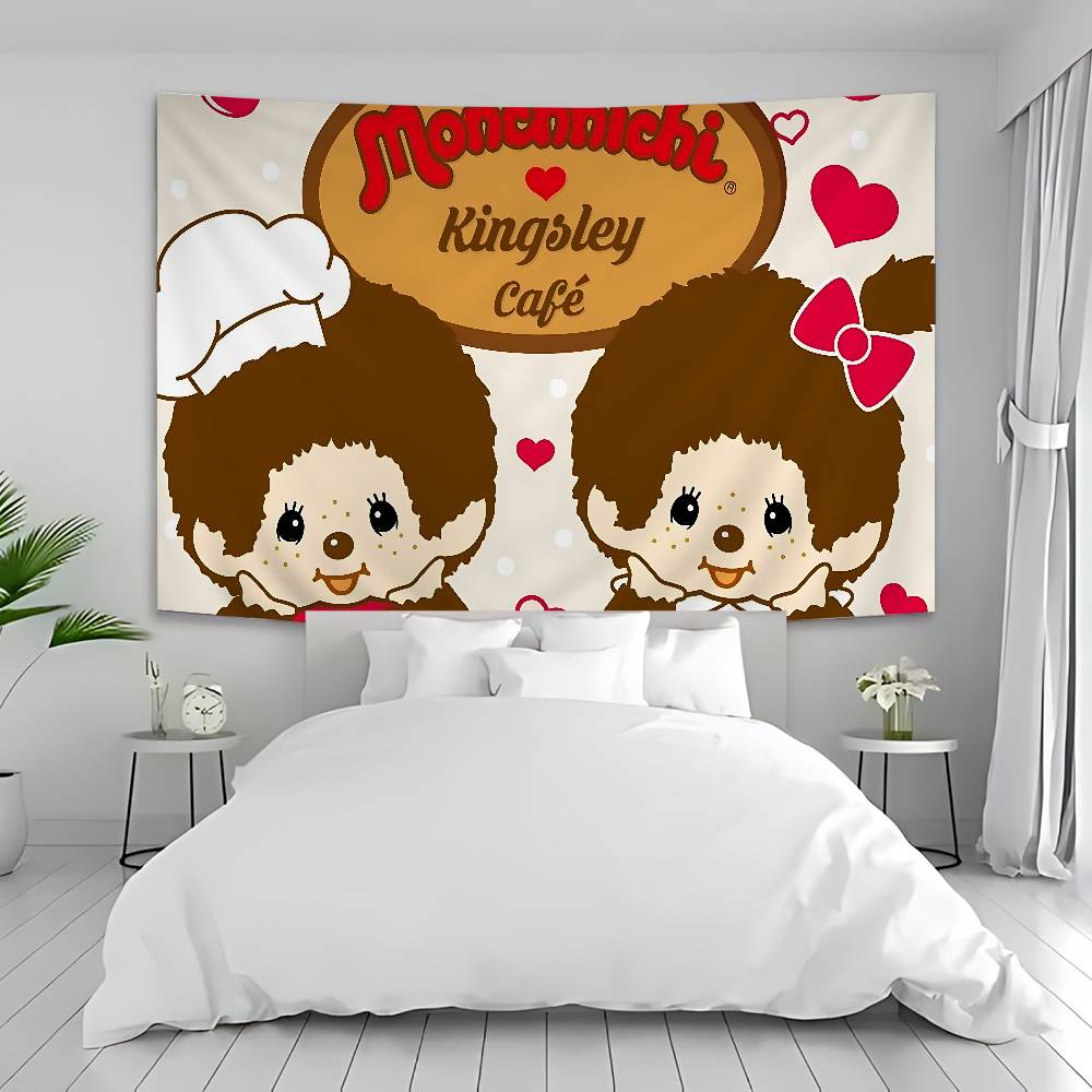 Cute Mmonchhichiss Anime Tapestry Hippie Flower Wall Carpets Dorm Decor Wall Hanging Home Decor