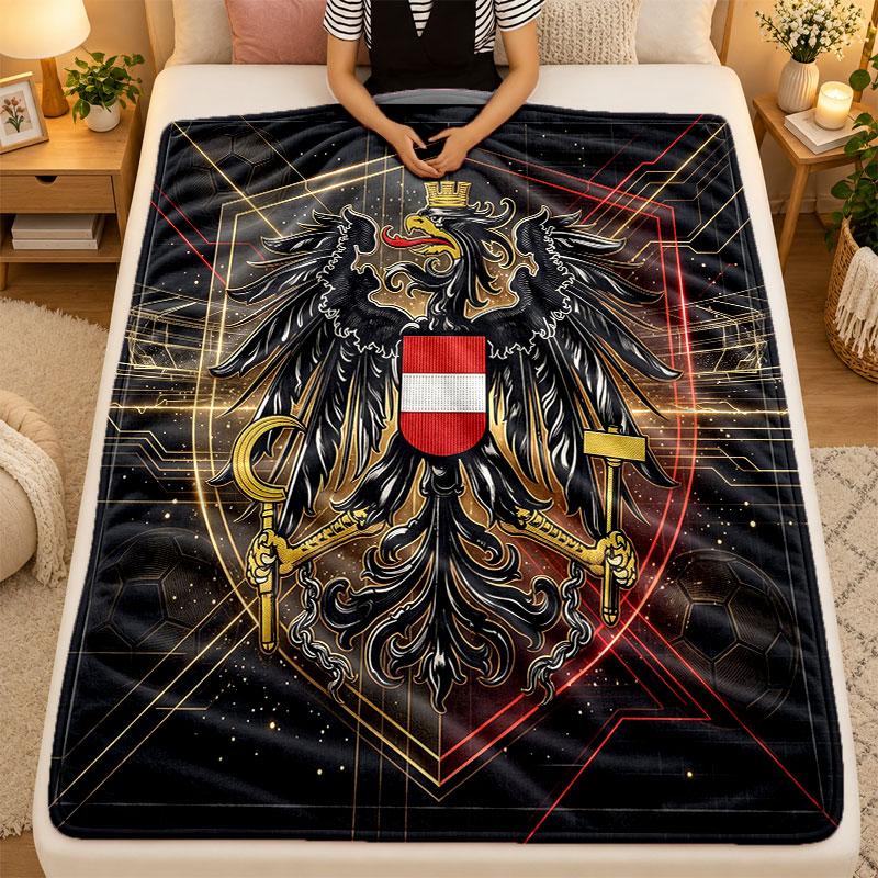 Flannel BlanketAustria Football Warm Soft Throw Blanket for Indoor Sofa Bed Living Room Use