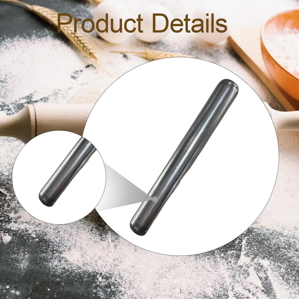 Stainless Steel Rolling Pin Kitchen Utensil for Baking Bread Cookie Pie