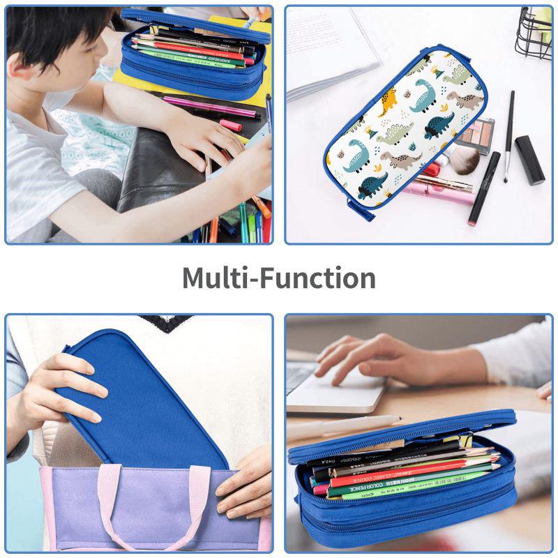 DIY Double-Layer Blue Pencil Case - Multifunctional, Large Capacity for Students and Children