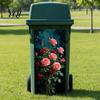 Garden Waste Container Beautification Floral Trash Can Stickers, Waterproof Self?Adhesive Bin Decals, Vintage Flower Pattern Decor Easy Peel