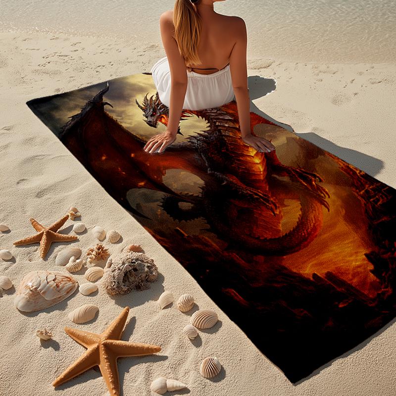 Epic Dragon Moonlit Sky Beach Towel, Super Soft Microfiber, Gift for Her/Him, Birthday, for Pool, Beach, Travel, Home Decor Fan gifts
