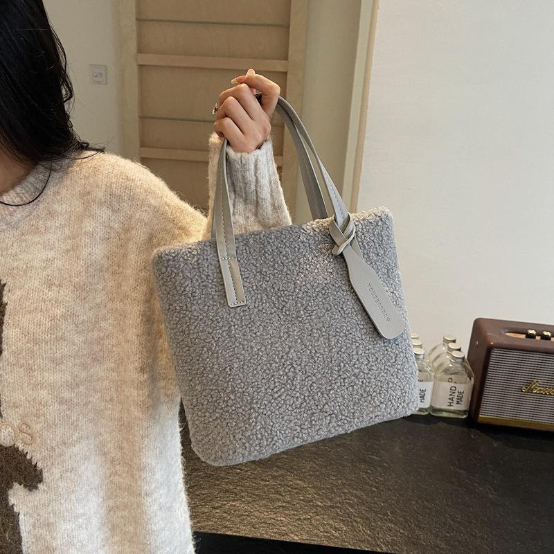 Autumn and Winter Plush Soft Women's Handbag Bag Simple Style Fashion Shoulder Bag Premium Texture Underarm Bag