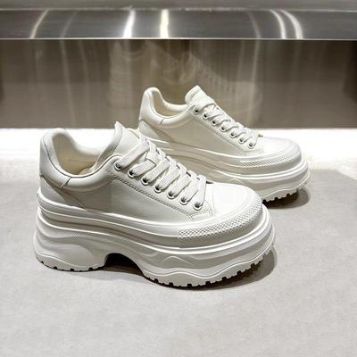 Европейские женские повседневные белые кроссовки на шнуровке, увеличивающие рост, 8 см платформа, легкие, для осени