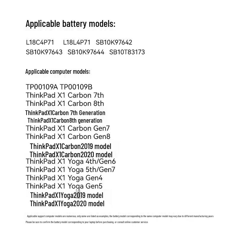 llano Laptop Battery for Lenovo ThinkPad X1 Carbon X1 Yoga