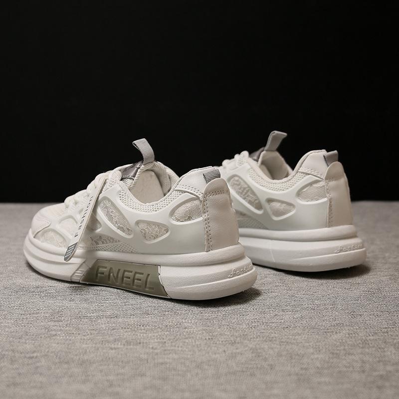 Little White Shoes Women's 2025 New Summer Mesh Shoes Versatile Thick-soled Thin Breathable Casual Sports Dad Board Shoes