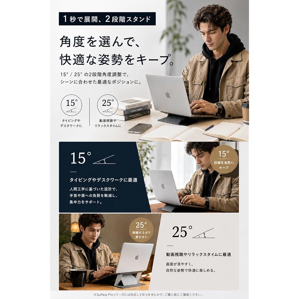 MOFT [New Upgraded Version] Laptop Stand, Non-Adhesive, 272g, 41mm, 15°/25° Beam Angle, for 15-inch