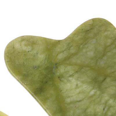 Натуральный нефрит Гуа Ша, камень из розового кварца, лицевая панель, массаж в форме зеленого сердца