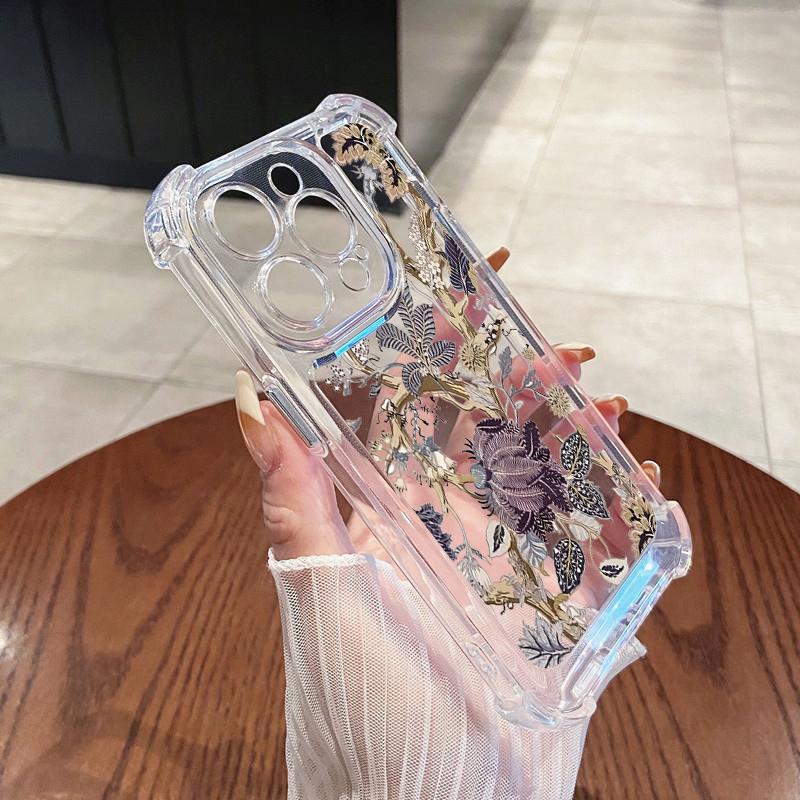 Flower Case For iPhone 11 Cases iPhone 15 12 13 14 16 Pro Max X XR XS Max 7 8 14 15 Plus 16 Pro iPhone 16 Clear Shockproof Cover