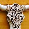 Retro Bull Skull Ornament Resin 3D Hollow Bull Skull Wall Sculpture Longhorn
