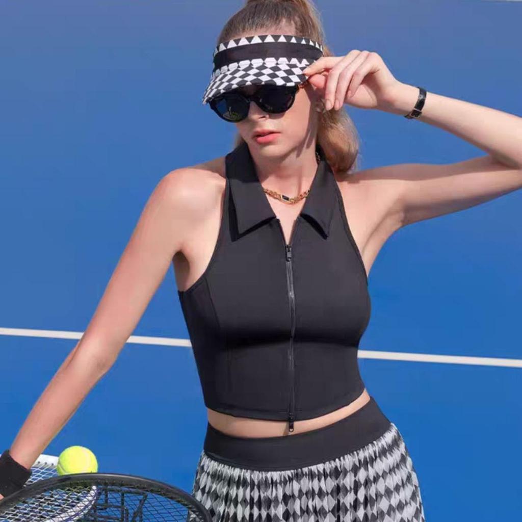 Элегантный женский теннисный жилет с воротником-поло: Быстросохнущий, без рукавов для спорта, фитнеса, гольфа