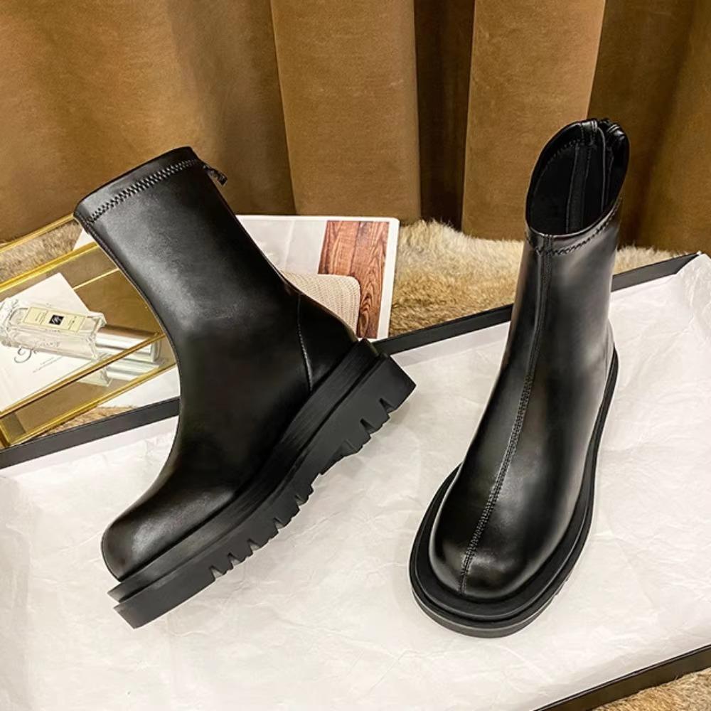 Женские ботинки Весна\Осень Круглый носок Толстая подошва Эластичные ботинки Новая подошва в виде сосновой шишки Дышащие челси Женская обувь на платформе Женщины