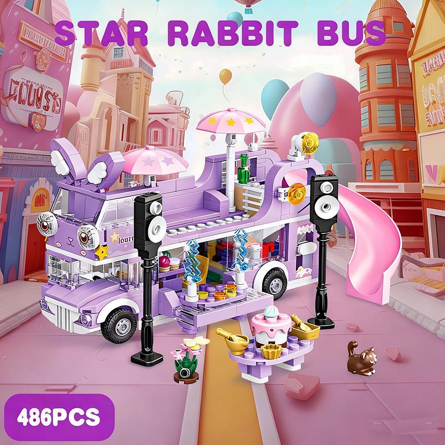486 шт. Подружки Двухэтажный Звездный Кролик Автобус Строительные блоки Игрушки STEM Кирпичики Фигурки Цветок Игрушки на Рождество для девочек