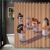 Шин-чан и Дораэмон и Друзья Большое Собрание Сцена Вечеринки 2D Печать Водонепроницаемая Шторка для Душа, Ярко-Зеленый Аниме Кроссовер