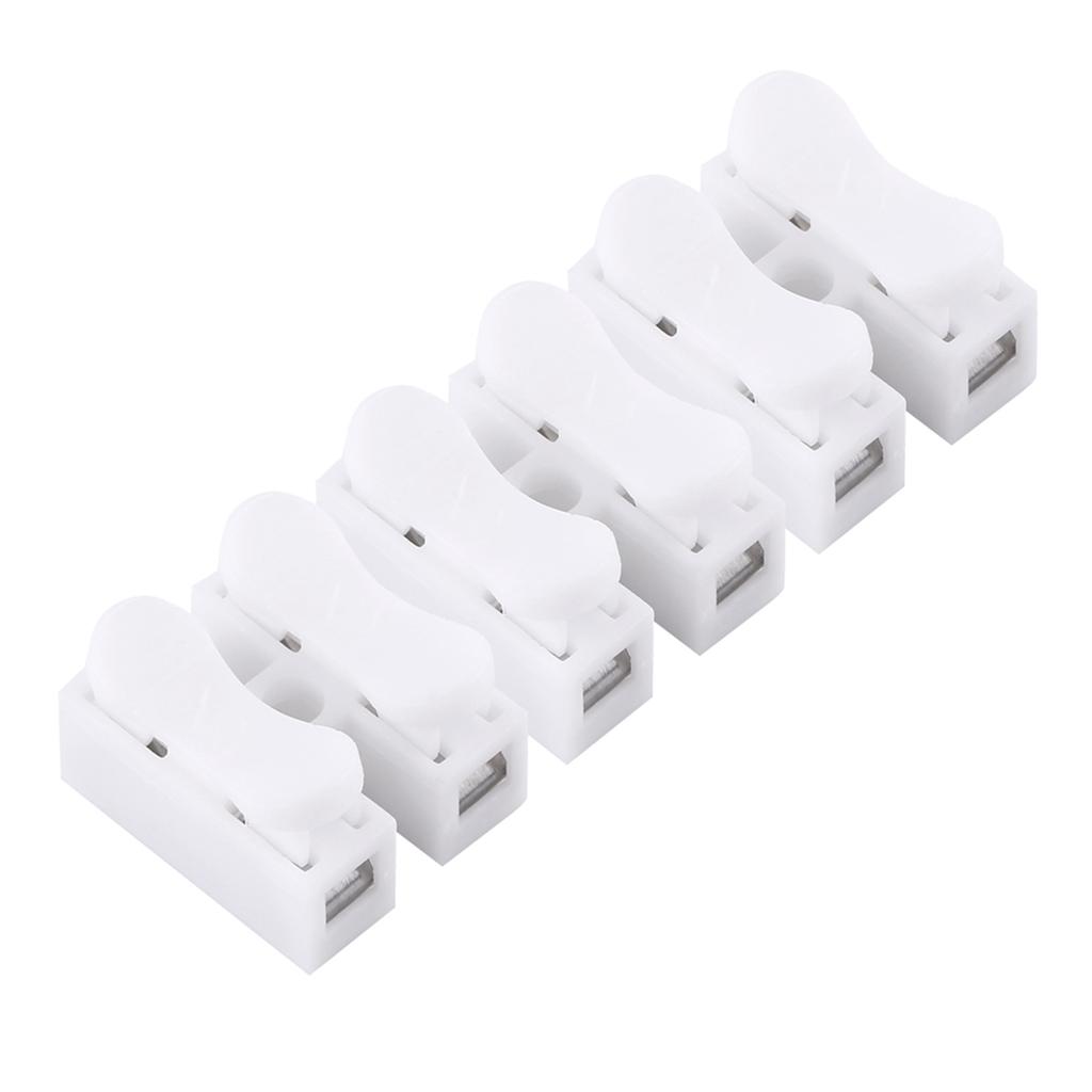 100pcs 10A 220V 2 Pin Cable Connector ,Block Spring Clamp Terminal Push Quick Wire Cable Connector White Wiring Terminal
