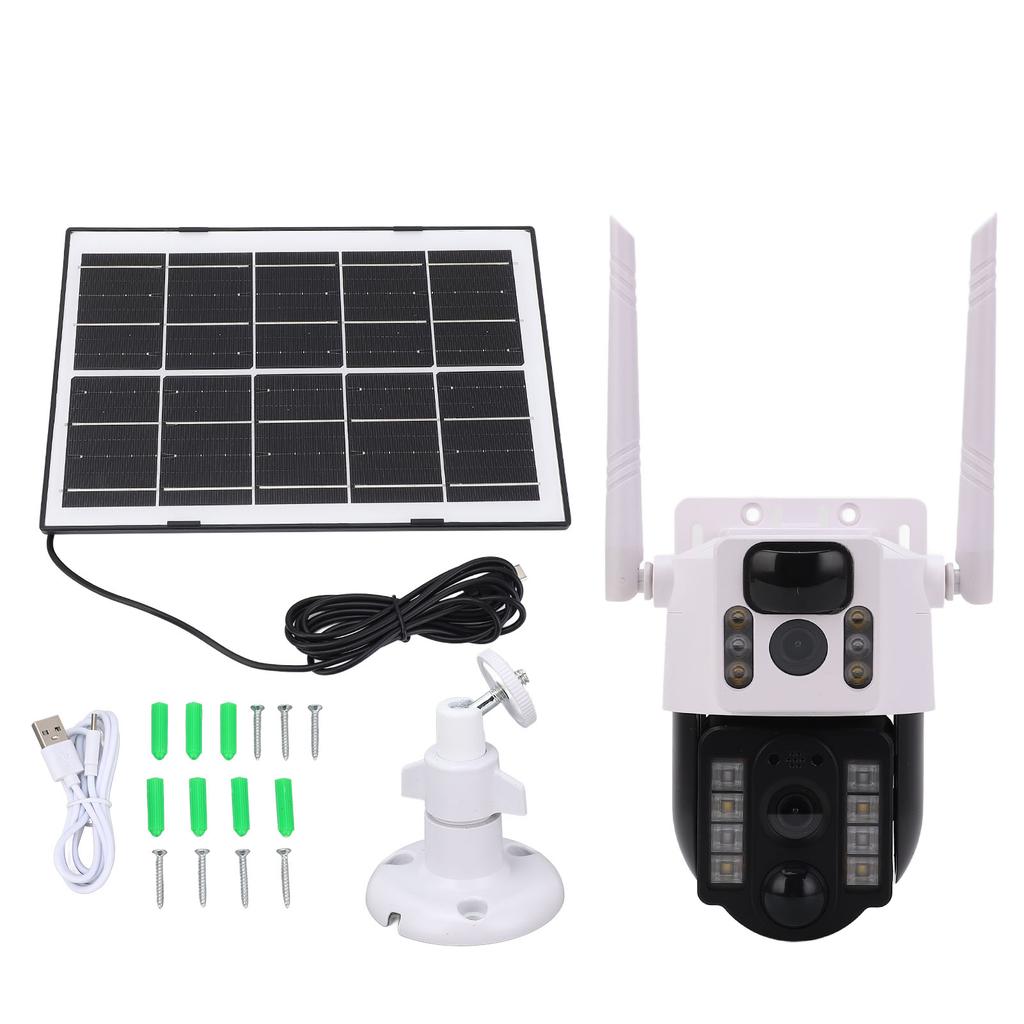 4G 2K Solar Security Cameras Wireless 360 Degrees View Full Color Outdoor Dual Lens PTZ Outside Cameras