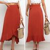 Women Midi Skirt Bow Knot Dress Up Patchwork Chic Pure Color Lady Skirt Female Clothes