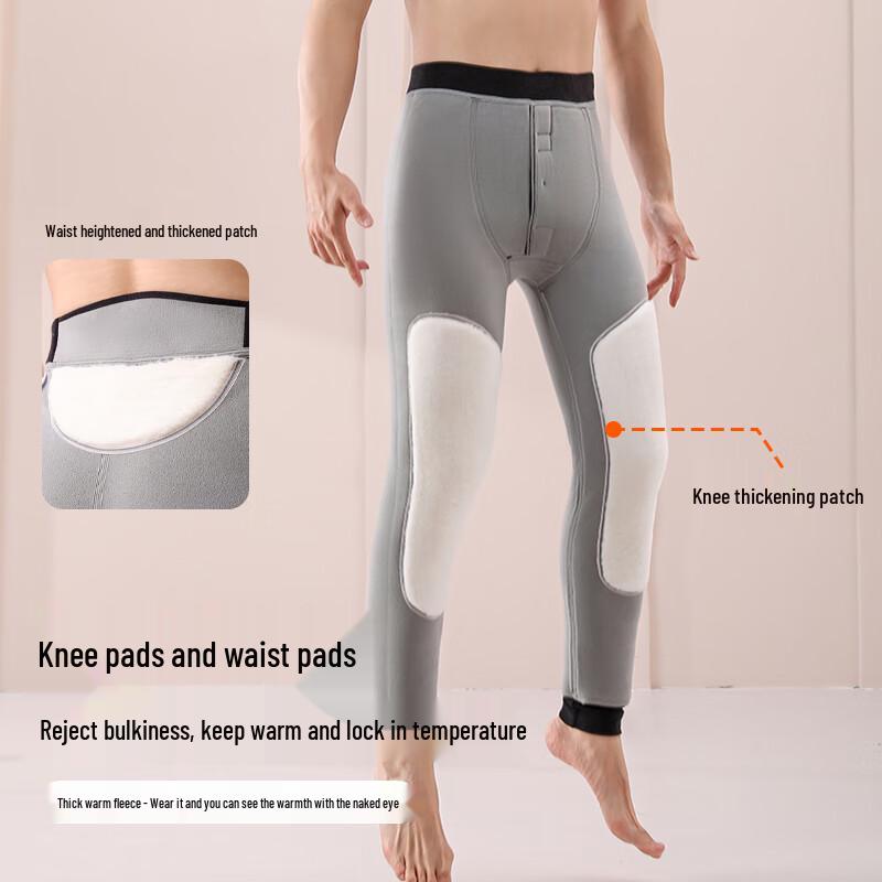 Мужские зимние термоштаны с кроличьим флисом, защита коленей и талии