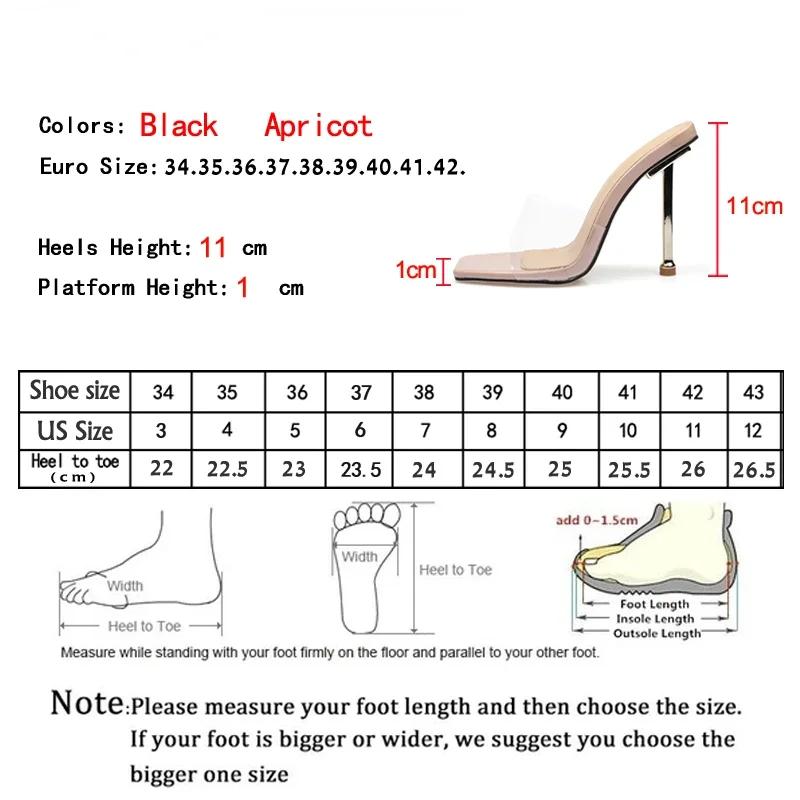 Модные летние тапочки 2024 года, женские уличные прозрачные сандалии из ПВХ с прозрачным желе, модные туфли с открытым носком на тонком высоком каблуке для вечеринок, женские туфли-мюли