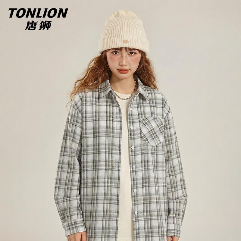 Женская свободная клетчатая рубашка TonLion с опущенными плечами