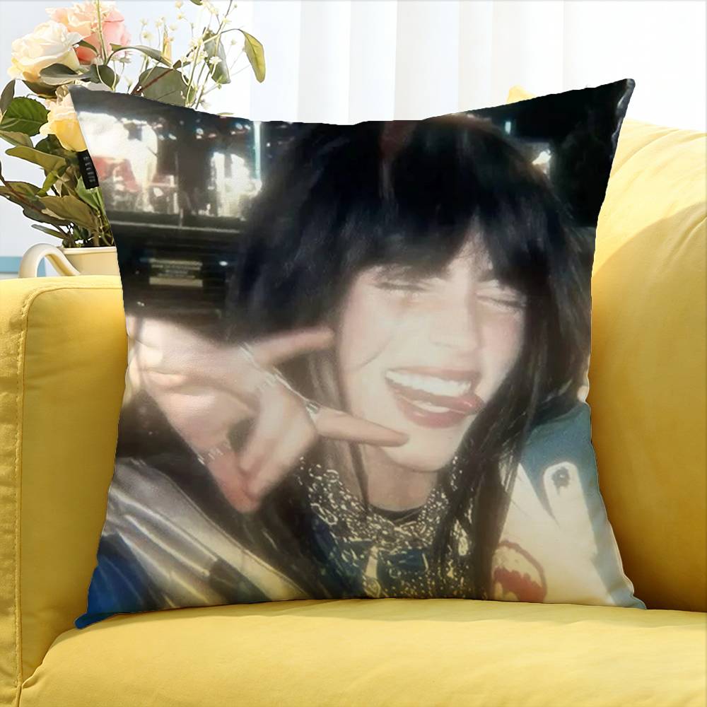 Singer B-Billie E-Eilish Various Sizes Square Pillow Case For Car Home Bedchamber Decor
