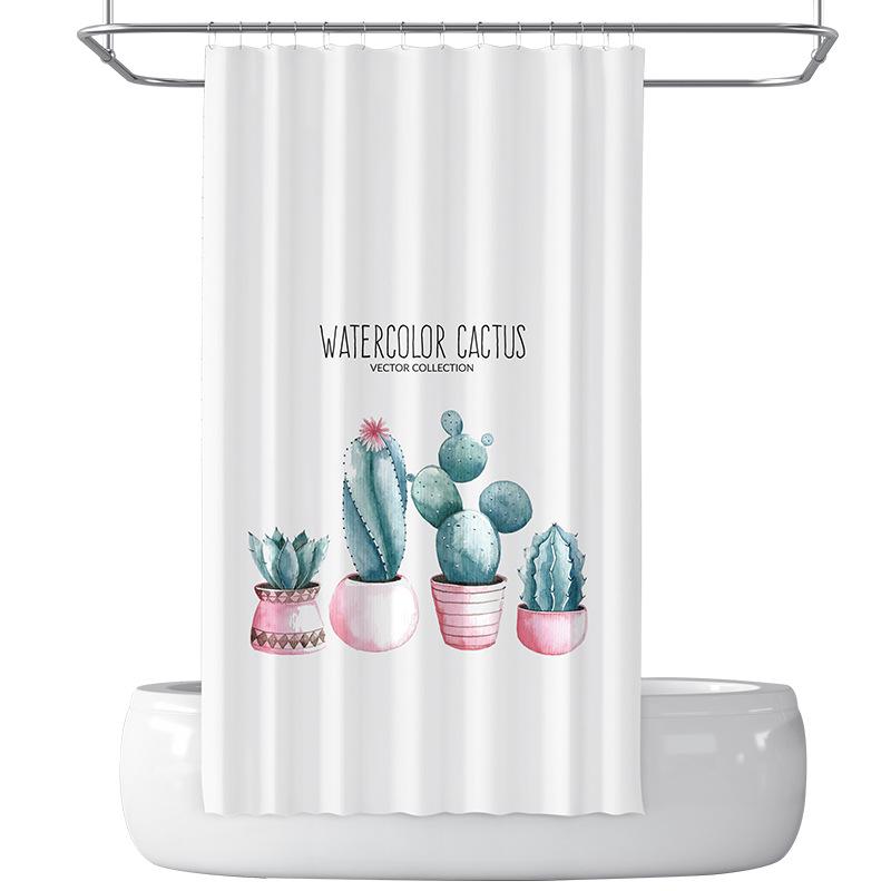 Bathroom Thickened Waterproof Curtain Mildew Proof Shower Curtain Shower Partition Curtain Shower Curtain Bathroom Curtain Free Perforation