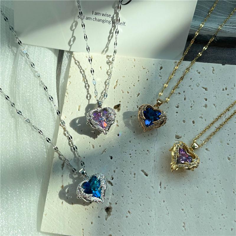 High Grade Heart Of The Sea Pendant Necklace Stainless Steel Chain Choker Jewelry Valentine's Party Gifts For Women Girls