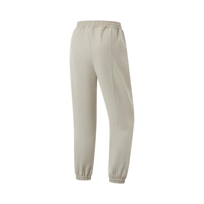 Li Ning Серия Фитнес Однотонные Со средней посадкой Удобные Дышащие Универсальные С манжетами Спортивные Длинные брюки Женские низы Хаки AYKU920-3