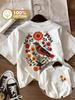 Vintage Bird with Flower  Cotton Womens Retro Bird Print TShirt Harajuku Oversized Crew Neck Short Sleeve Top Tee Shirt