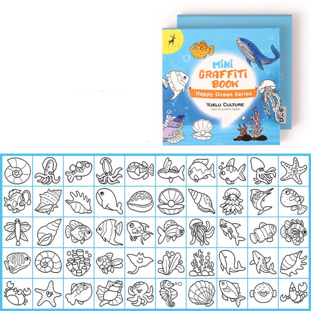 50 sheets Cartoon Paper Coloring Book Multi Theme Graffiti Doodles Book Animal Food Montessori Drawing Toys Christmas