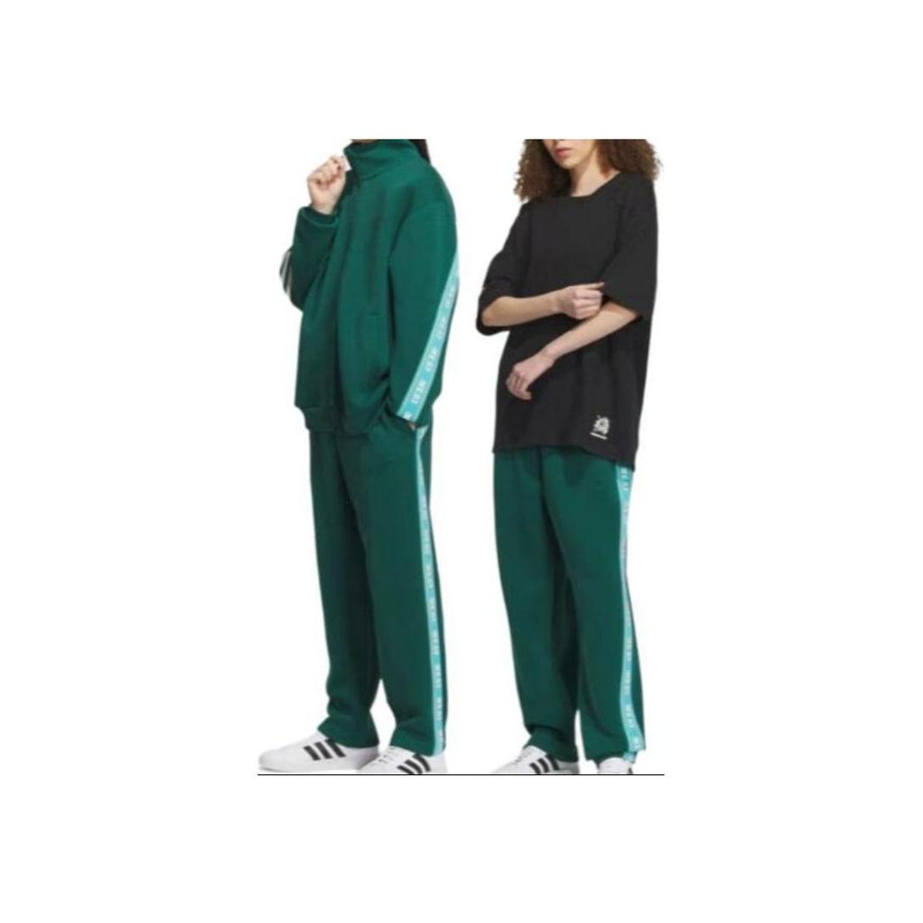 Adidas Нео-полосатые повседневные прямые винтажные трикотажные спортивные брюки унисекс зеленые IK7619