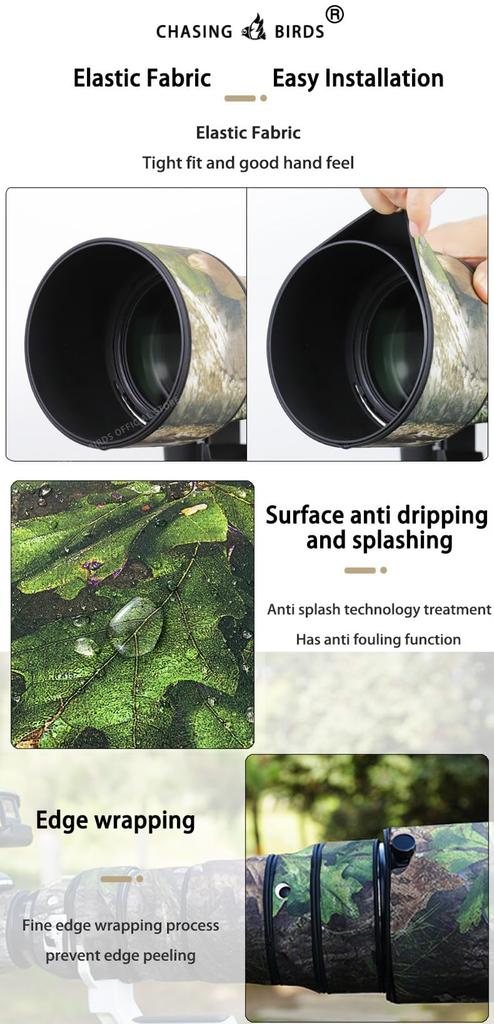 CHASING BIRDS Camouflage Waterproof Lens Coat for Olympus IS Rainproof Lens Protector 150-400mm F4.5 TC1.25x PRO, (Forest)