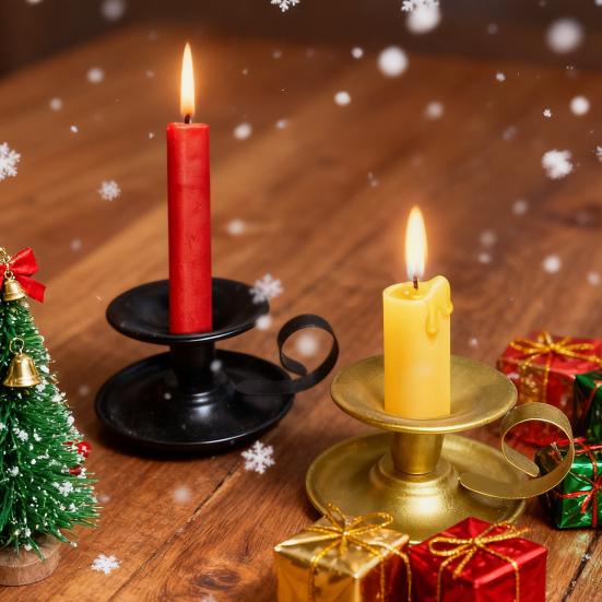 1/2Pcs Vintage Iron Taper Candle Holder Metal Candlestick with Handle Home Living Room Christmas Wedding Party Candle Stand Table Centerpiece