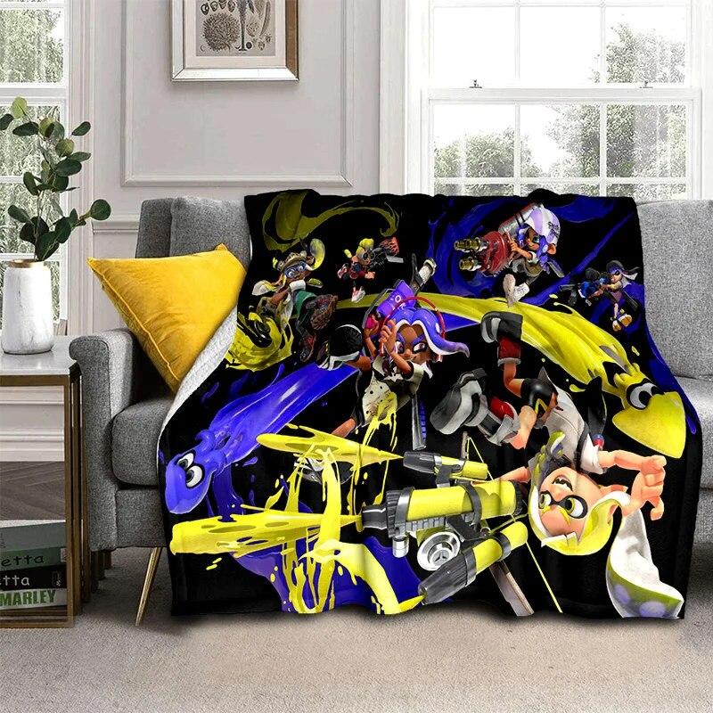 3D Games Splatoon,PC Gamer Cartoon Blanket,Soft Throw Blanket for Home Bedroom Bed Sofa Picnic Travel Office Cover Blanket Kids