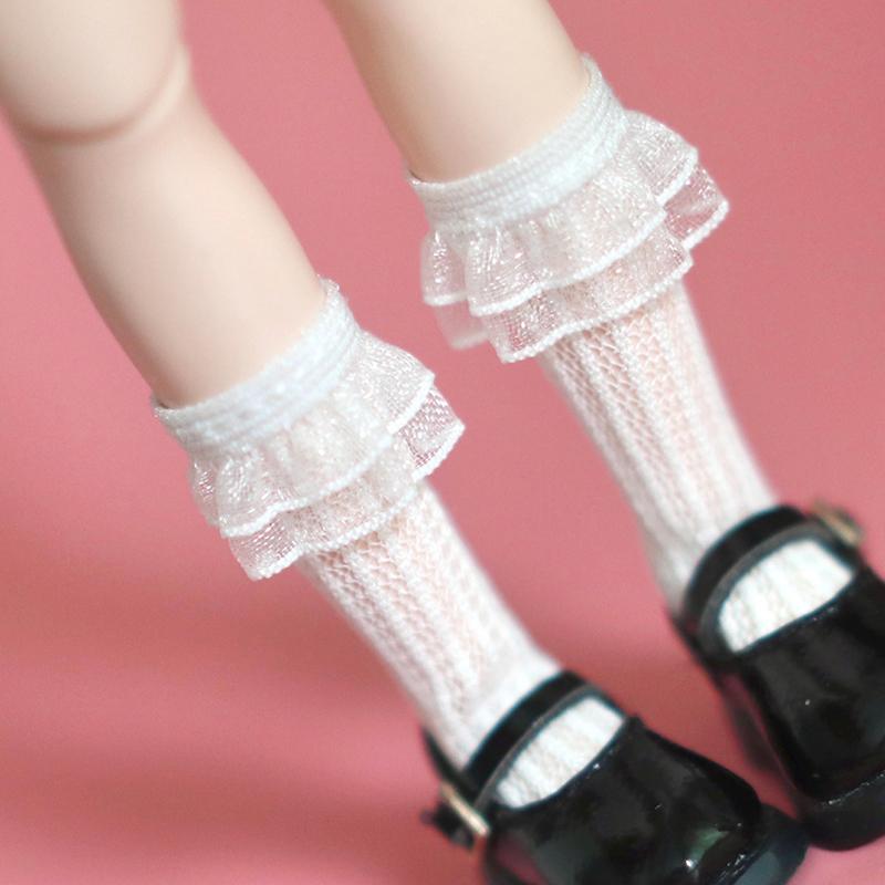 Пара Кружевных Носков для Кук Blyth Милые Длинные Белые Носки для Blythe Licca Azone OB24 Pullip Кукол 1/6 Аксессуары Детские Подарки