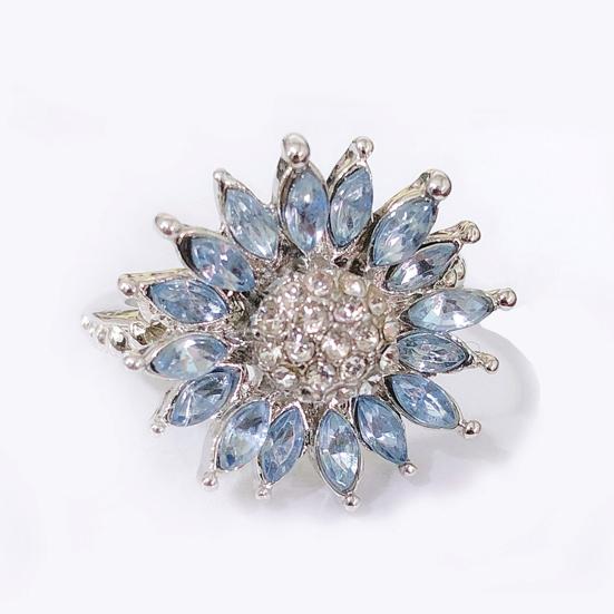 Женское свадебное кольцо с блестящим кубическим цирконием, инкрустированное сверкающим геометрическим украшением, белый аквамарин в форме подсолнуха