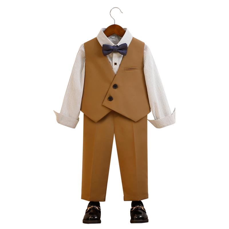 Детский жилетный костюм в корейском стиле для свадеб и первых дней рождения - Весенне-осенний наряд для мальчиков и девочек