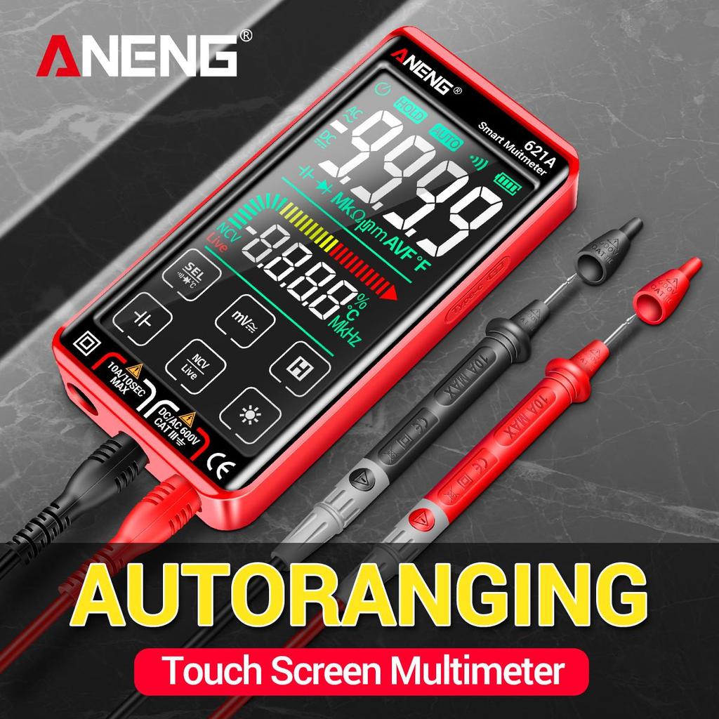 Aneng 621A умный цифровой мультиметр мультиметр с сенсорным экраном тестер транзисторов 9999 отсчетов True RMS автоматический диапазон постоянного/переменного тока 10 А метр