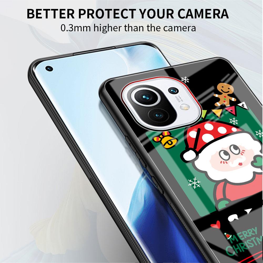 Стеклянный чехол для Xiaomi Poco X3 NFC 11 Lite 11T F3 M3 для Redmi Note 11 10 9 8 Pro 10S 9S 9A 9C, чехол для телефона, милый рождественский снеговик