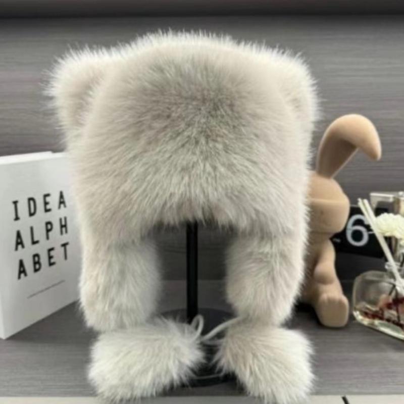 Зимняя холодная и теплая имитация лисьего меха защитная шапка для ушей маленькая шапка енота-повелителя модная интернет-знаменитость шапка