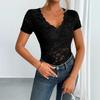 2025 Spring/Summer Women's Sexy Lace V-neck Short Sleeve Top