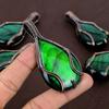 Зеленый лабрадорит ручной работы, обмотка медной проволокой, ювелирная подвеска 2,75" O8v14