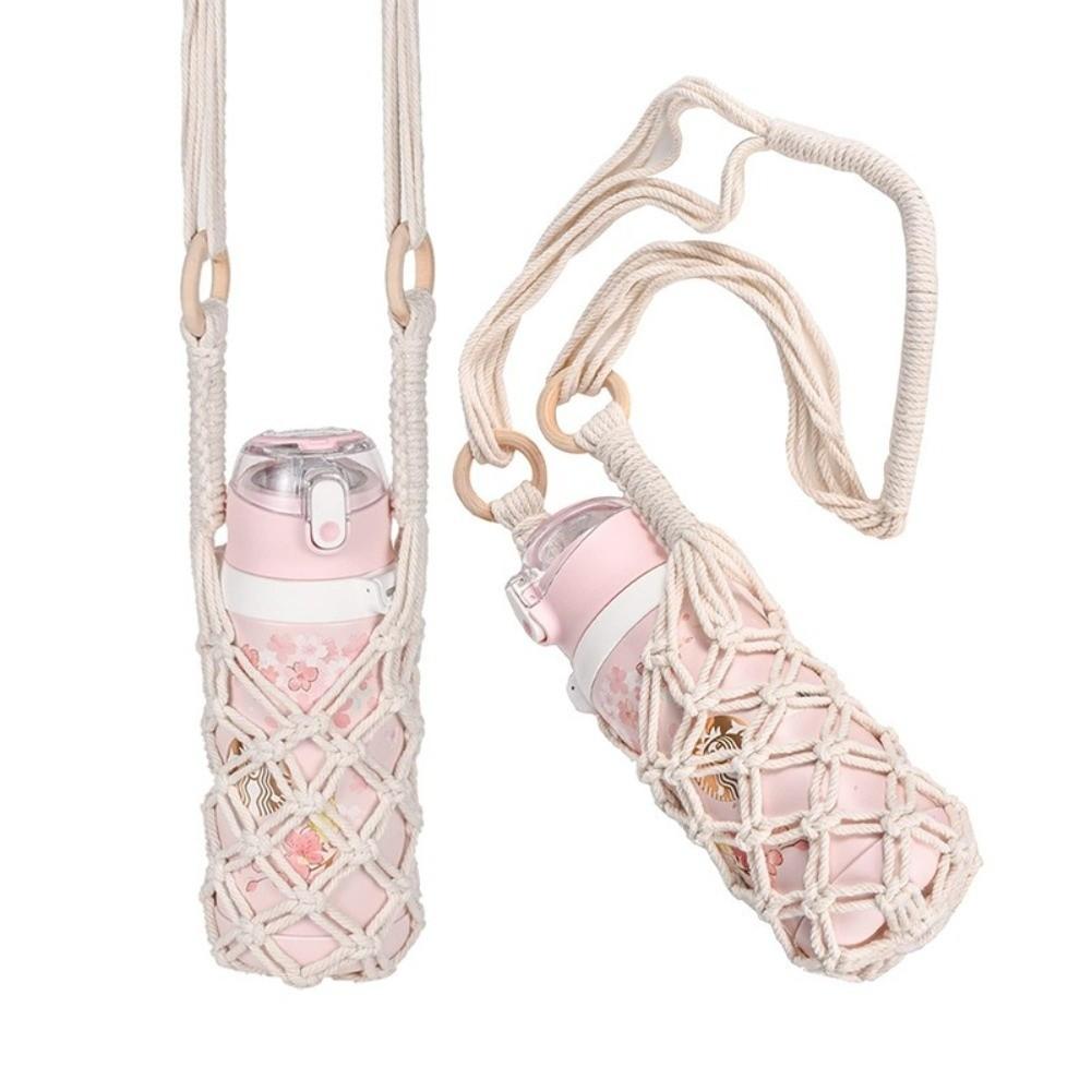 Cotton Rope Hanging Bottle Net Bag Hand-woven Knitting Cup Mesh Bag Wine Bottle Carrier Cup
