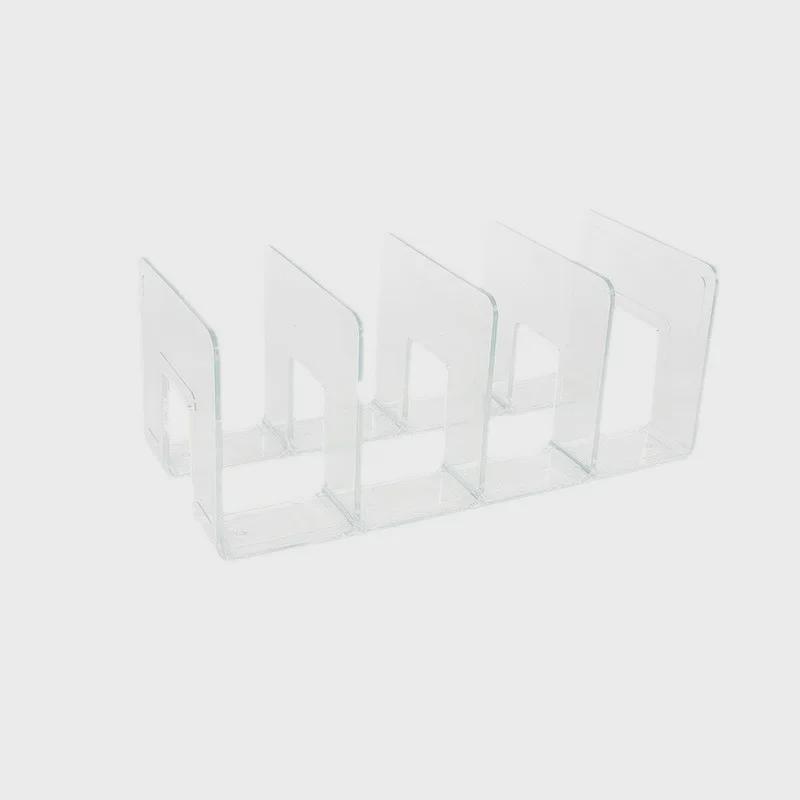Книжная полка из разноцветного акрила с четырьмя колоннами: Прозрачная стойка для хранения офисных и студенческих настольных принадлежностей
